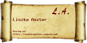 Liszka Aszter névjegykártya